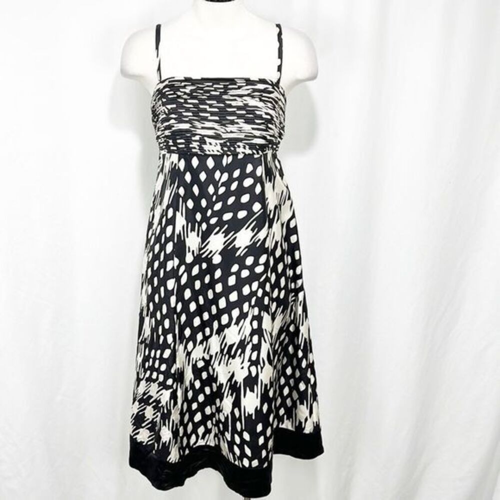 TED Baker Zoar Spaghetti Strap Silk MIDI Black and White Dress TB2 or size 6